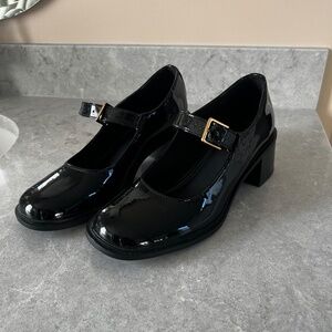 Zara Patent Chunky Heel Mary Jane